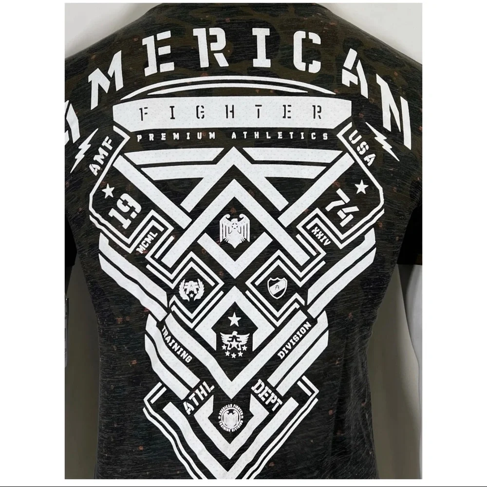 AMERICAN FIGHTER Men's T-shirt BRADDOCK Athletic CAMO Green - Picture 10 of 11